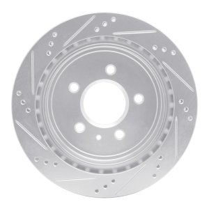 Cadillac CTS Brake Rotor (1) - Rear Right - R1 Concepts - Drilled & Slotted - Silver - `03-`11